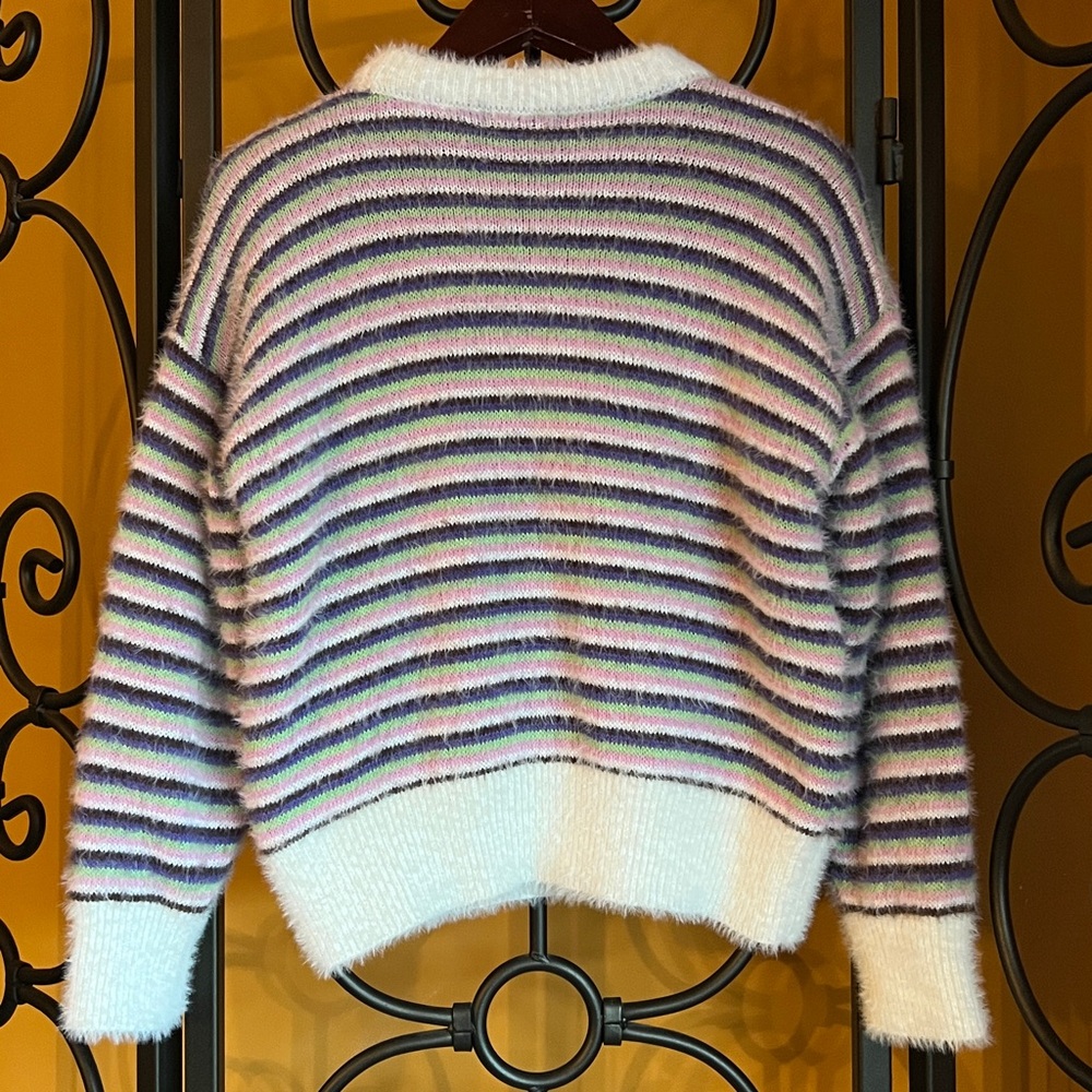 FOREVER 21 Fuzzy Striped Floral Graphic Sweater - Picture 8 of 16